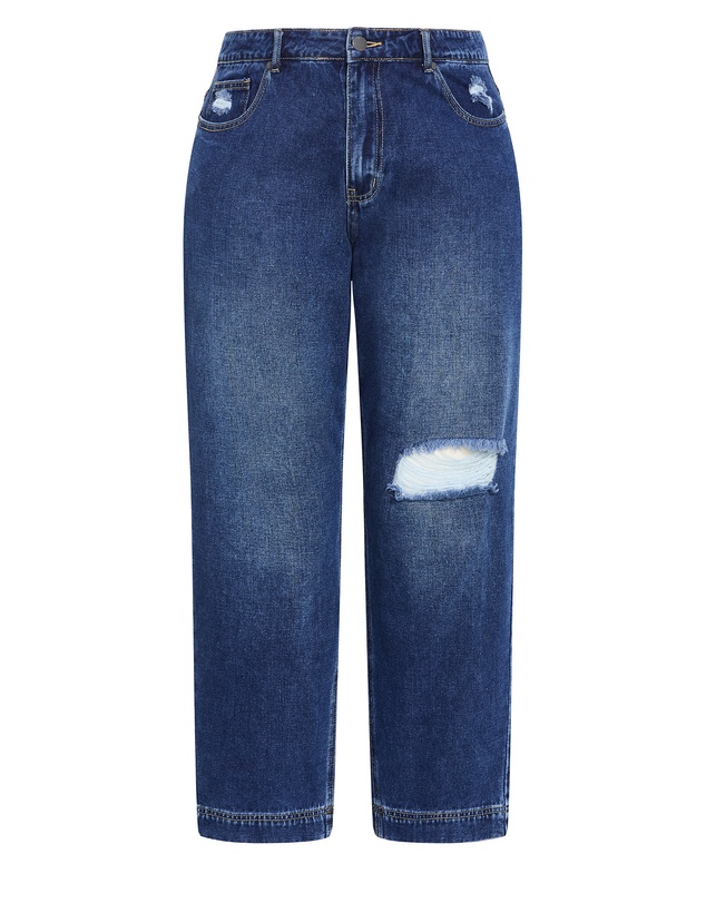 City Chic - Plus size Harley Fit Kenia Straight Jean - mid wash