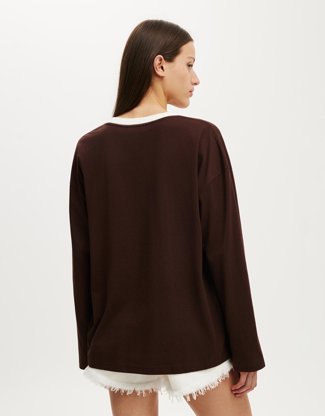 Cotton On - Boxy V Neck Long Sleeve Top