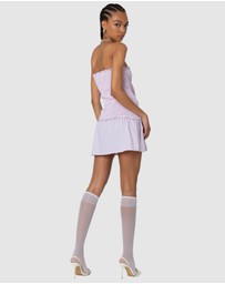 EDIKTED - Striped Scrunch Strapless Mini Dress