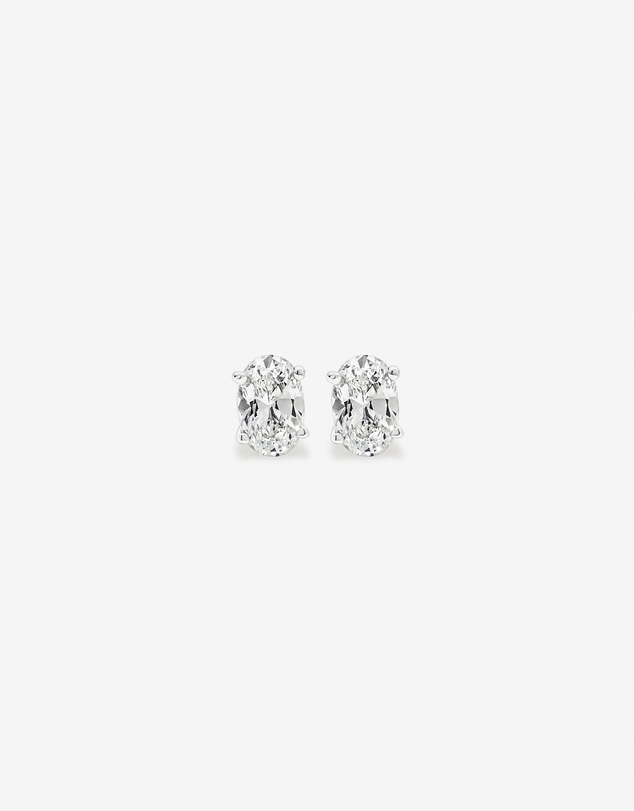 Michael Hill - Oval Cubic Zirconia Solitaire Stud Earrings in Sterling Silver