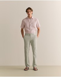 Trenery - Regular Fit Yarn Dyed Cotton Dobby Chino in Light Grey