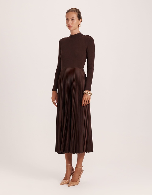 SABA - Vicky Long Sleeve Mixed Media Dress