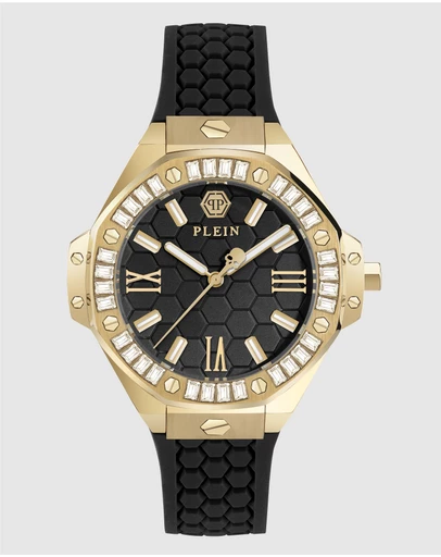 Philipp Plein - Plein Lady Royal - Gold-tone 39mm Black dial with baguette-cut crystals