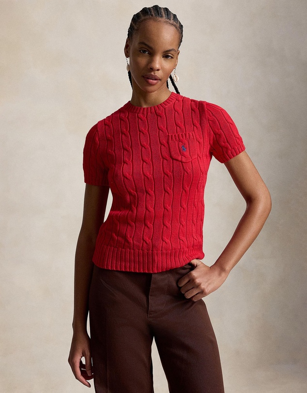 Polo Ralph Lauren - Cable-Knit Cotton Short-Sleeve Sweater - The ICONIC Exclusive