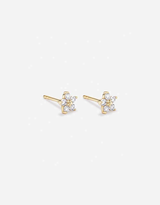 Michael Hill - Flower Stud Earrings in 18kt Vermeil with Cubic Zirconia