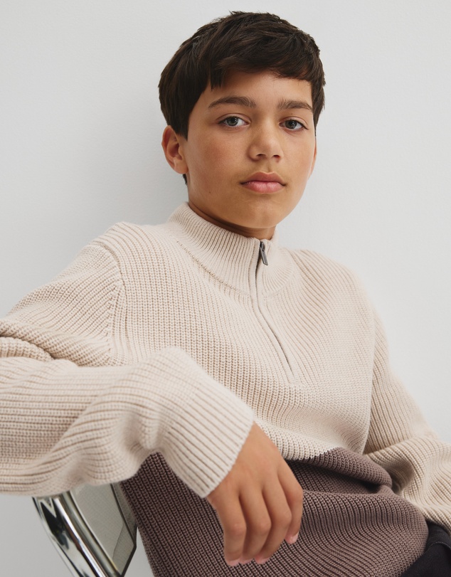 Country Road - Teen Australian Cotton Spliced Half Zip Knit