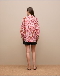 Trenery - Peony Linen Silk Resort Shirt in Soft Pink