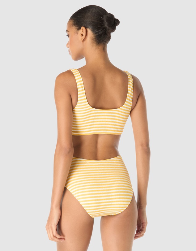 Michael Kors - Crinkle Stripe Cutout Swimsuit with Zip