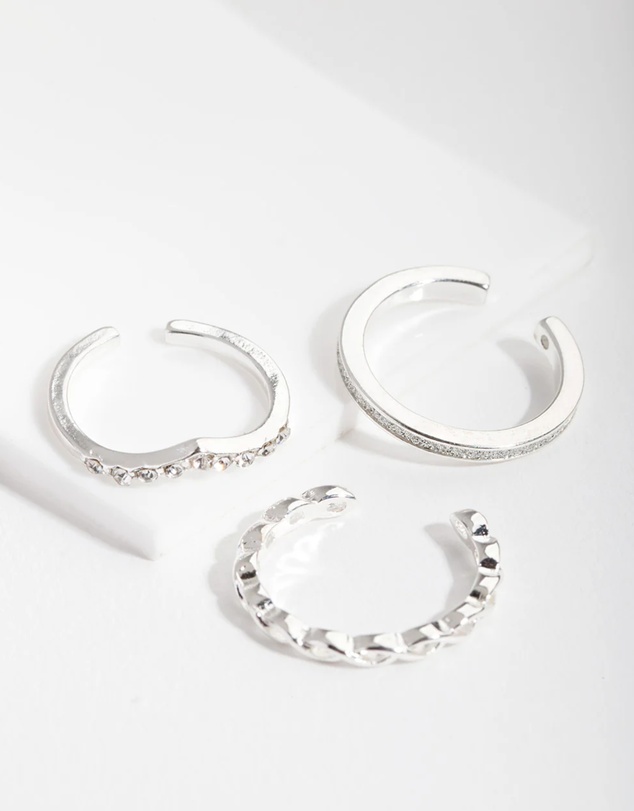 Lovisa - Silver Diamante Band Toe Ring Pack