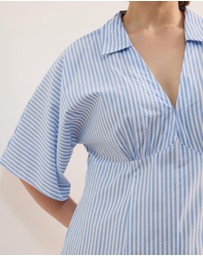 Atmos&Here Curvy - Isobel Cotton Poplin Stripe Shirt Midi Dress