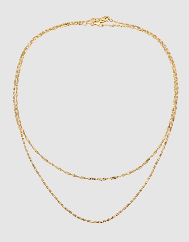 Elli Jewelry - Necklace Set Layer Design 925 Sterling Silver Gold-Plated