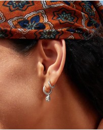 Ania Haie - Ania Haie Silver Modern Bezel-Set Huggie Hoop Earrings