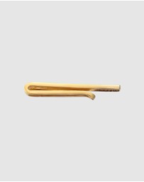 Kuzzoi - ICONIC EXCLUSIVE - Tie Pin Men grooves design in 925 sterling silver gold plated