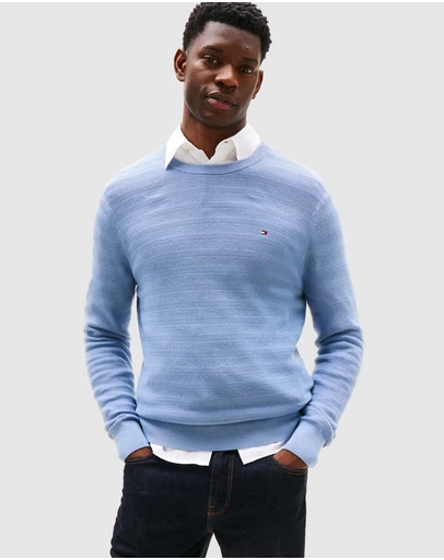 Tommy Hilfiger - Textured Stripe Crew Neck Jumper