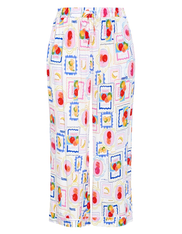 City Chic - Plus size Kitty Citrus Print Pyjama Pant - ivory