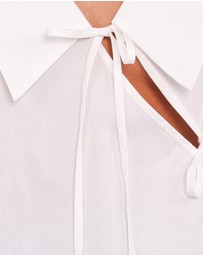 Petal & Pup - Adler Asymmetrical Tie Shirt - White