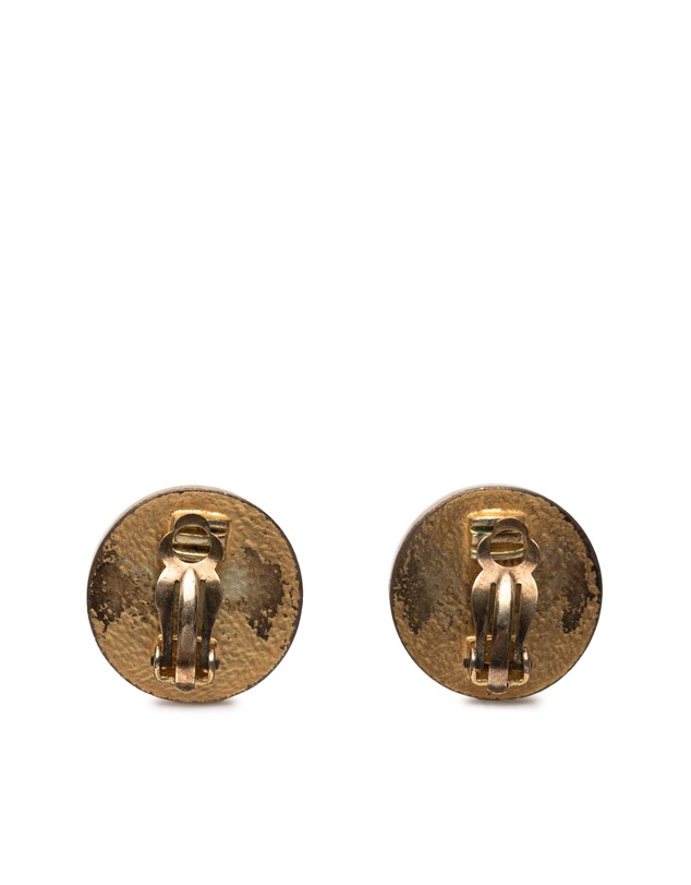 Pre-Loved by Azura Reborn - Pre-Loved CC Gold Plated and Enamel Round Button Clip On Earrings