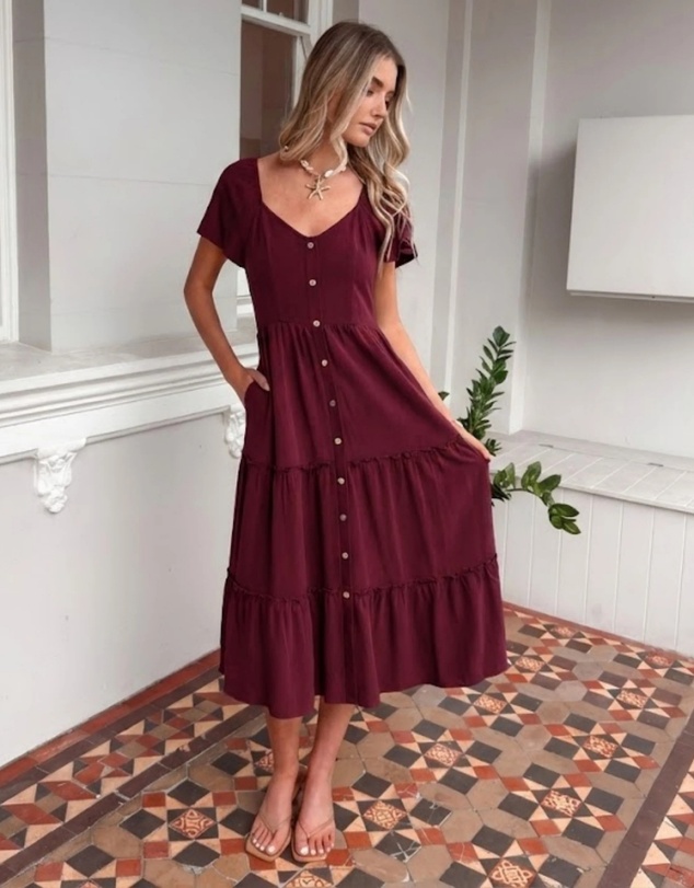 Esther & Co - Celie Dress - Bordeaux