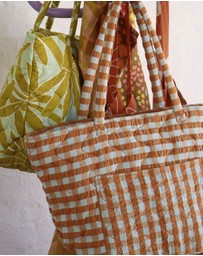 Mosey Me - Honey Blue Seersucker Quilted Bag