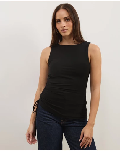 Atmos&Here - June Gathered Waist Mesh Tank