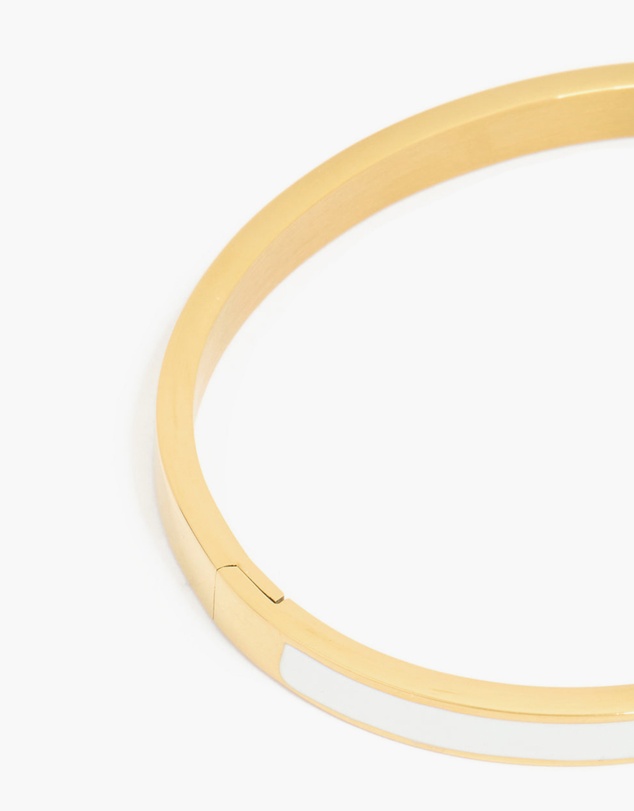 Lovisa - Waterproof Gold Plated Stainless Steel Thick White Enamel Thick Hinged Bangle