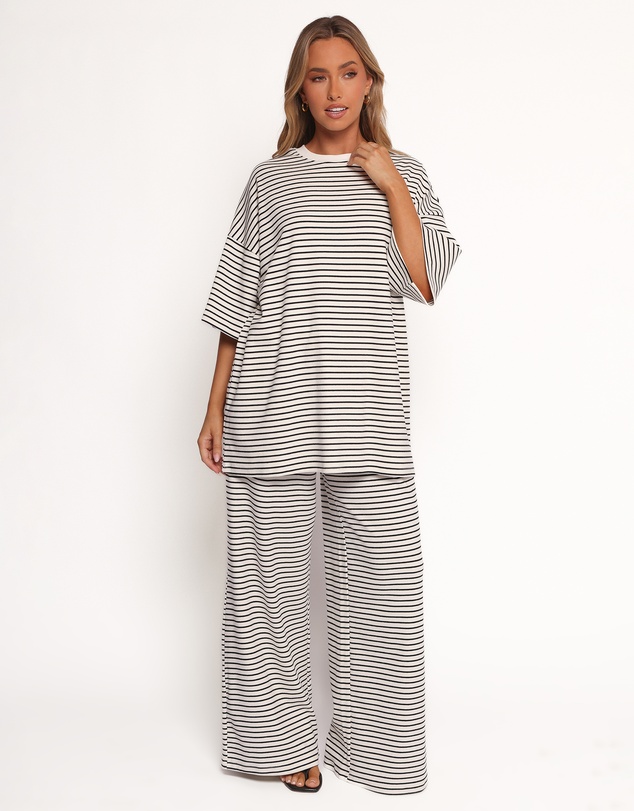 Petal & Pup - Wilda Oversized Tee - White Black Stripe