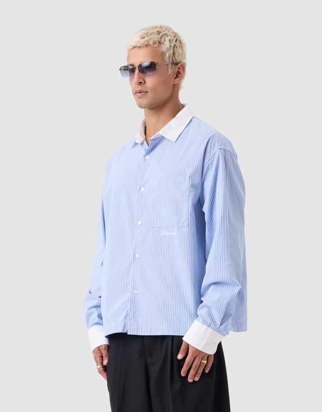 Zanerobe - Bankers Box Crop LS Shirt Blue Stripe