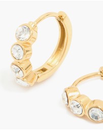 Lovisa - Waterproof Gold Plated Stainless Steel Cubic Zirconia Bezel Huggie Earrings