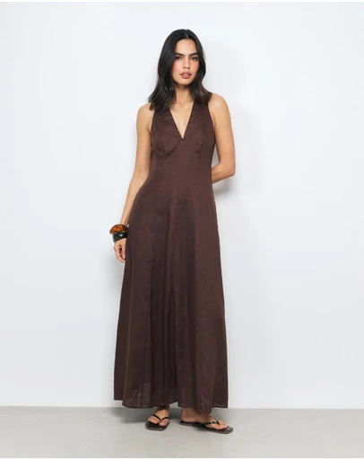 AERE - Evania Linen Midi Dress