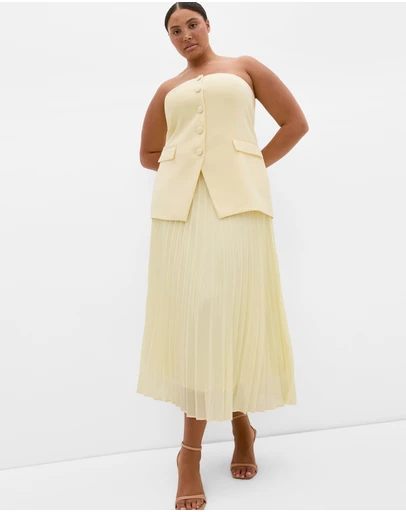 City Chic - Chiffon Pleat Midi Skirt