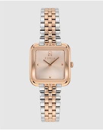 Furla - Diamante 27.5mm Square Rose Gold-tone Dial with Two-Tone Bracelet