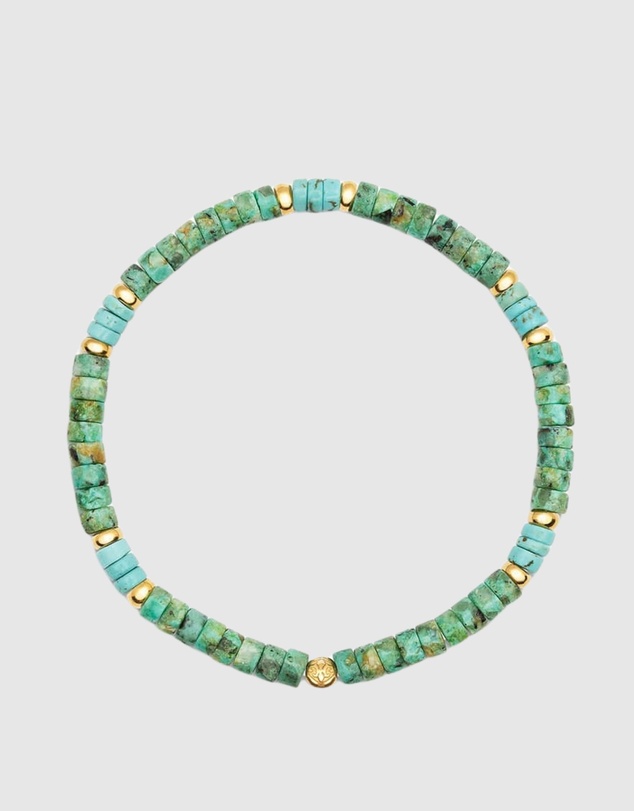 Nialaya Jewellery - Men's Wristband with Turquoise and African Turquoise Heishi Beads