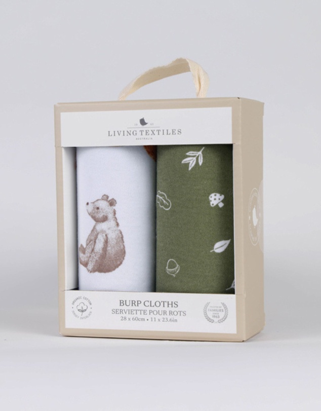 Living Textiles - 2 Pack Organic Burp Cloths - Fox & Friends