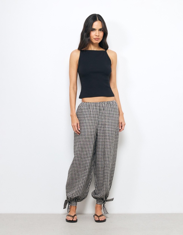 AERE - Gingham Linen Balloon Pants