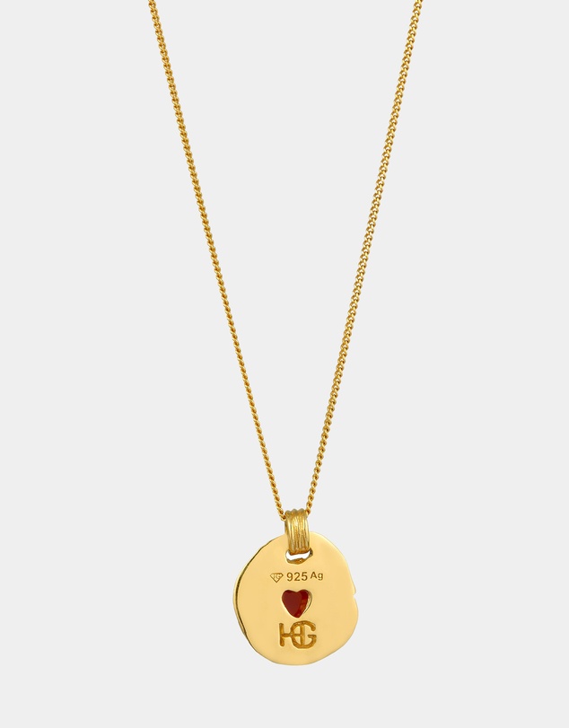 Haze & Glory - ICONIC EXCLUSIVE - Necklace Heart Red Onyx 925 Sterling Silver Gold Plated