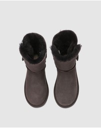 EVERAU - Australian Shepherd Ugg Short Button Sheepskin Upper UGG Boots