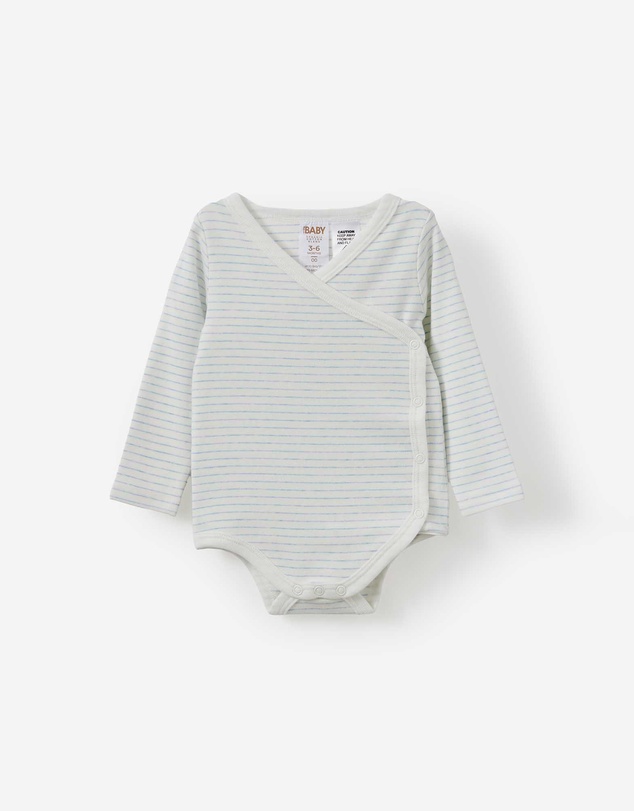 Cotton On Kids - Organic Cross Over Long Sleeve Bubbysuit