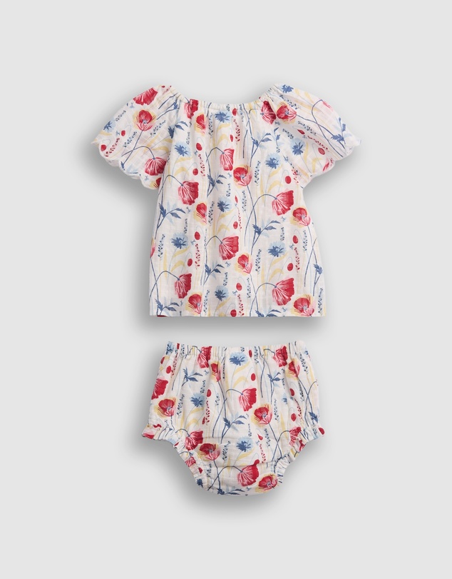 GAP - Short Sleeves Woven Tie Neck Set - Babies