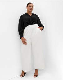 City Chic - Ally Lined Wide Leg Pant - ivory