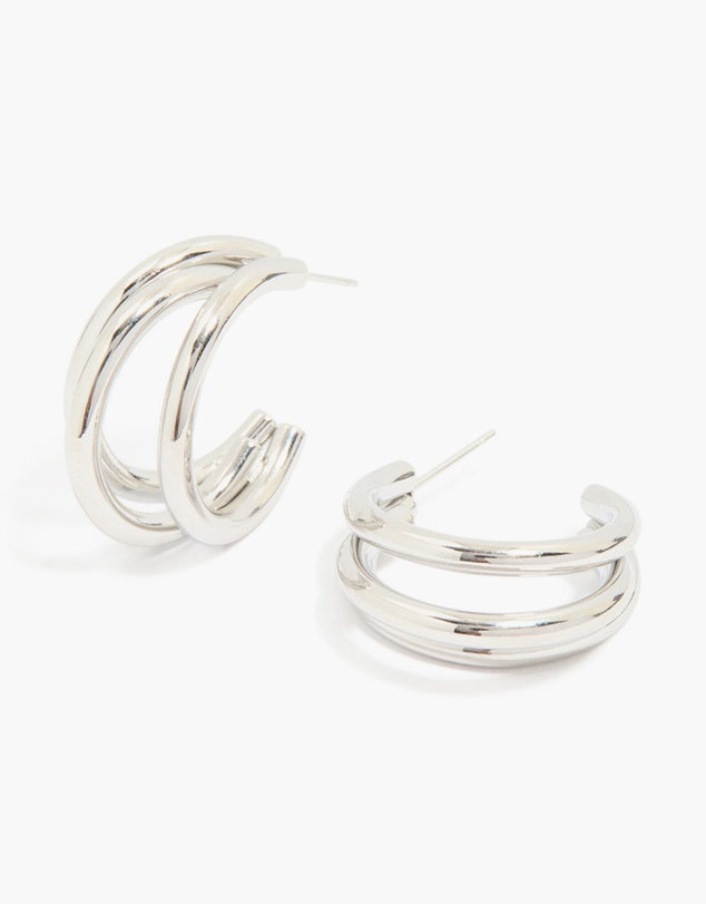 Lovisa - Waterproof Stainless Steel Triple Prong Hoop Earrings