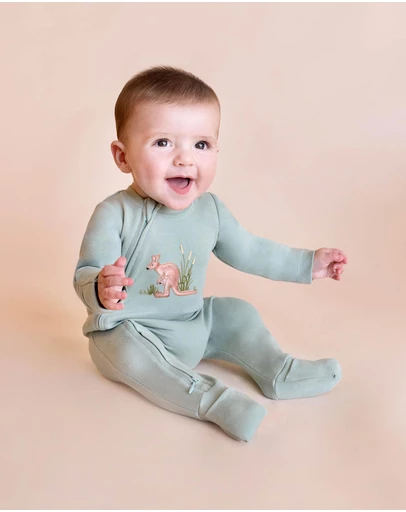Bebe by Minihaha - Charlie Kangaroo Organic LS Zipsuit - Babies