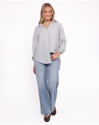 Petal & Pup - Edna Shirt - Charcoal Stripe