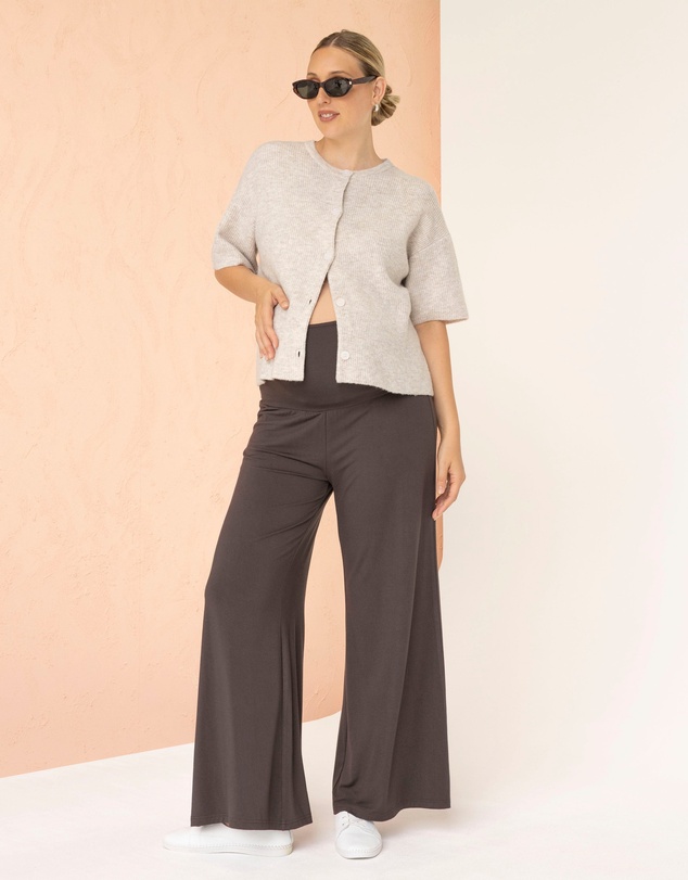 Angel Maternity - Adele Short Sleeve Maternity Knit Cardigan - Apricot