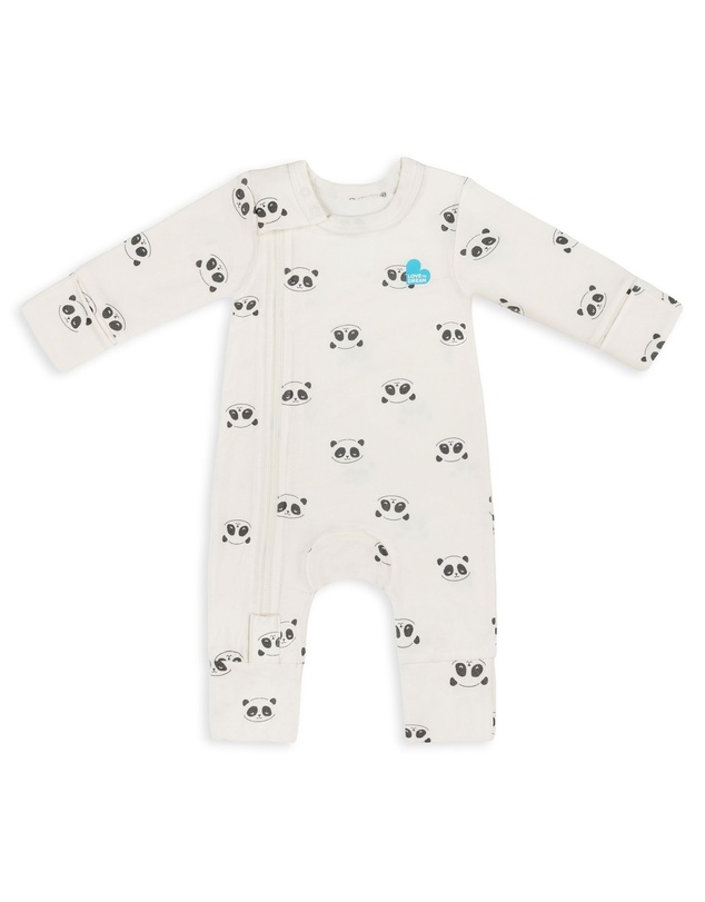 Love to Dream - Side Zip Romper Bamboo Cream Sleepy Pandas
