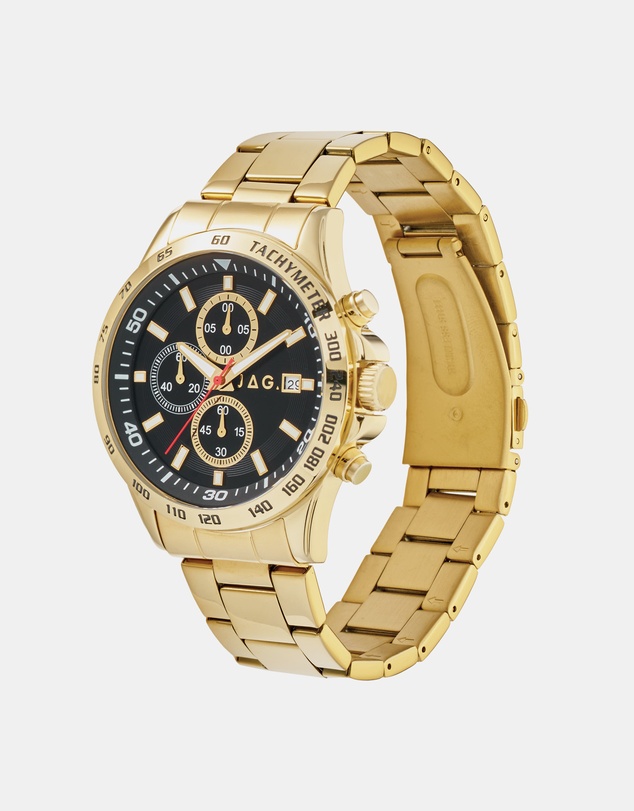 Jag - Callum Mens Black Dial 42mm Gold Watch