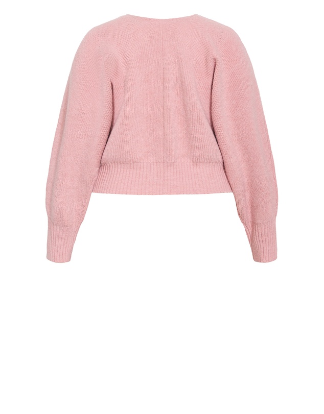 City Chic - Plus size Belle Bow Knit Cardigan - soft pink