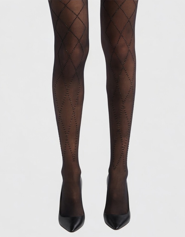 High Heel Jungle - Richie Diamond Crystal Tights - Black/ Crystal