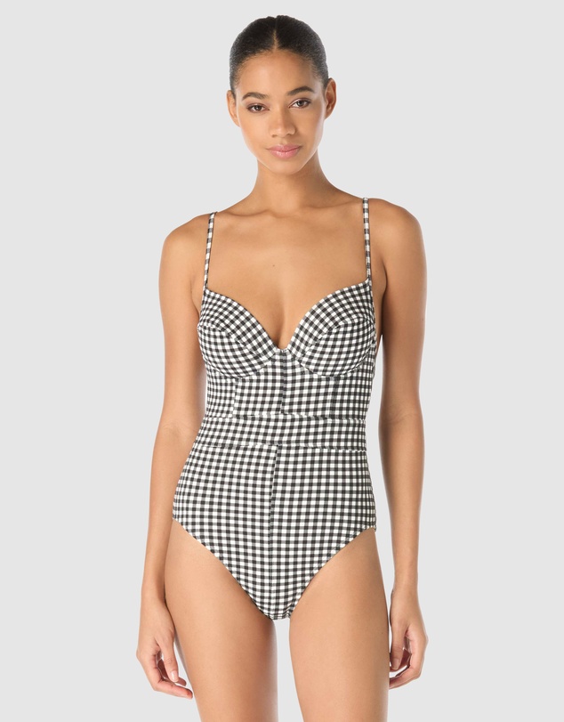 Michael Kors - Boho Gingham Underwired Low Back One-Piece Swimsuit