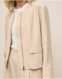 Trenery - Soft Collarless Blouson Jacket in Sand