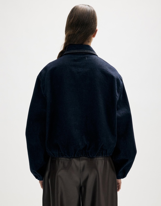 Minima Esenciales - Mara Bubble Hem Denim Bomber Jacket